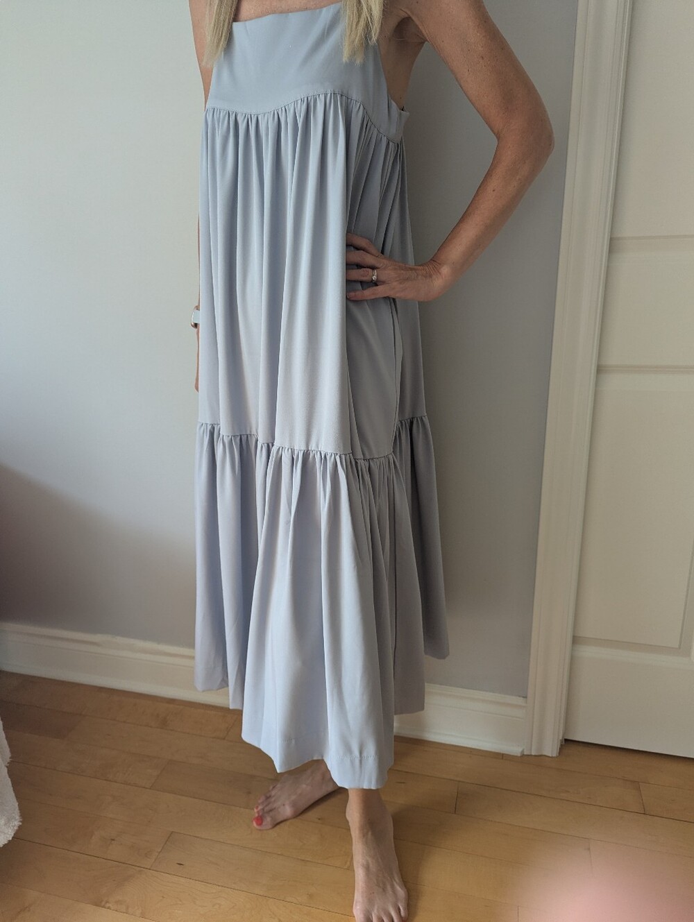 En Saison Soft Mauve-Gray Spaghetti Strap Maxi Dress